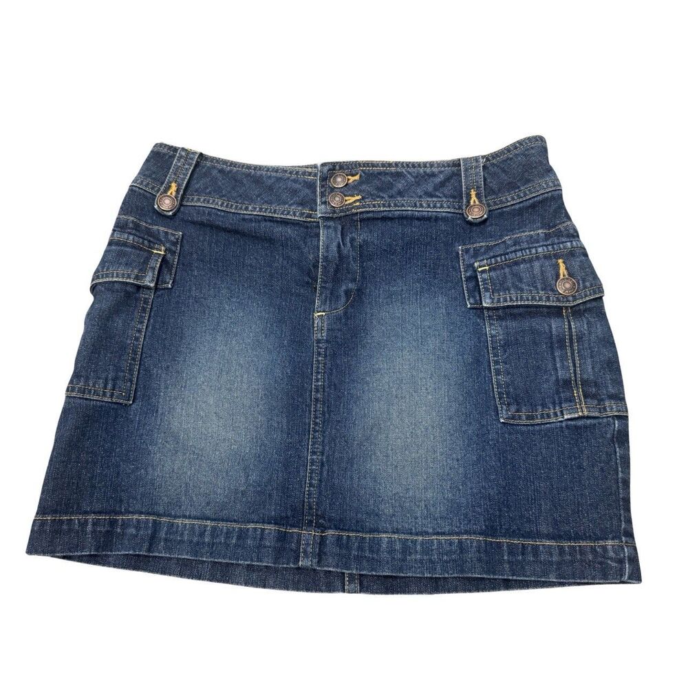 Vintage 90s Y2K Grunge Indie Sleaze Streetwear Utility Mini Denim Cargo Skirt 4